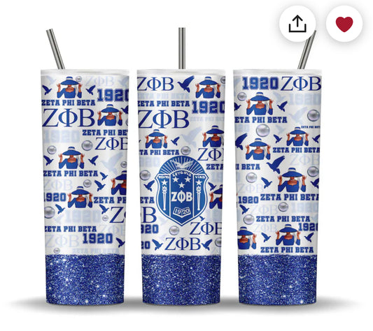 Zeta Phi Beta w/glitter bottom