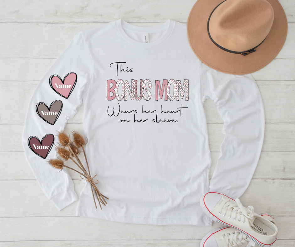 This BONUS MOM wears her heart on her sleeve